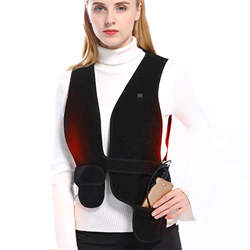 LTLGHY Chaleco eléctrico calentado, chaqueta de calefacción para mujer USB carga caliente chaleco con 3 temperatura ajustable para calentador de cuerpo en invierno camping al aire libre
