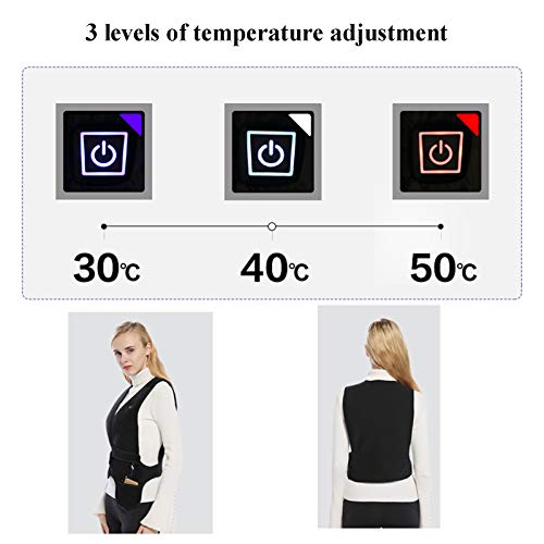 LTLGHY Chaleco eléctrico calentado, chaqueta de calefacción para mujer USB carga caliente chaleco con 3 temperatura ajustable para calentador de cuerpo en invierno camping al aire libre