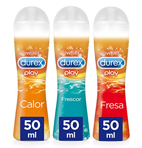 Lubricante Intimo Durex 3 x 50 ml | Lubricante Durex Fresa + Calor + Frescor | Gel Durex