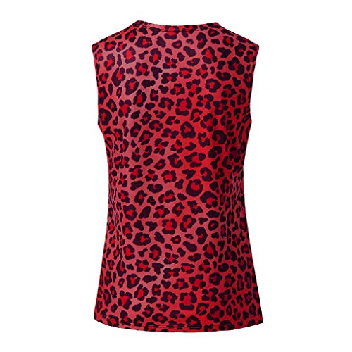 Luckycat Mujer Estampado de Leopardo Camisetas Tirantes Sin Mangas Camisas Blusas Vintage Algodón T Shirt Tops