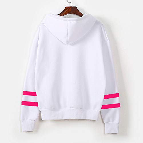 LUCKYCAT Notas Musicales para Mujer Sudadera con Capucha de Manga Larga Sudadera con Capucha Tops Blusa (Rosa Caliente, X-Large)