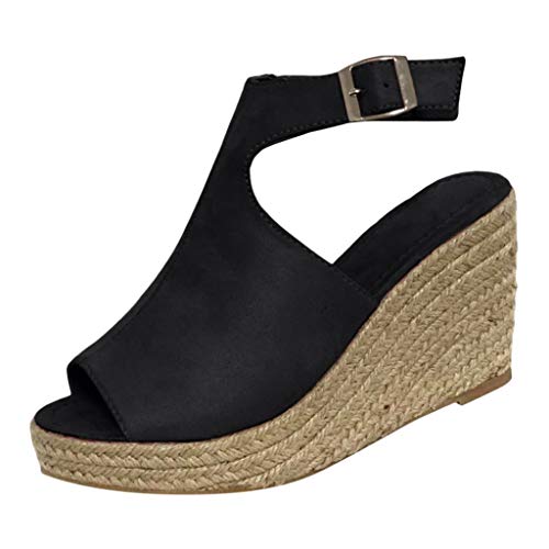 Luckycat Sandalias de Mujer Plataforma Costura Peep Toe Cuñas Hasp Sandalias Zapatos Flatform Sandalias Mujer Cuña Alpargatas Plataforma Zapatos de Boca de Pescado Sandalias de Punta Abierta