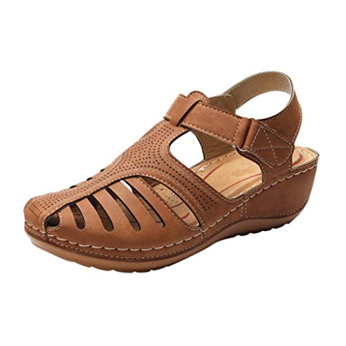 Luckycat Sandalias Punta Cerrada para Mujer Sandalias de Verano de Cuero Sandalias Planas Cómodos Sandalias Mujer de Cuero Planas Cómodos Casual Mocasines Loafers Moda Zapatos Plano Verano Sandalias