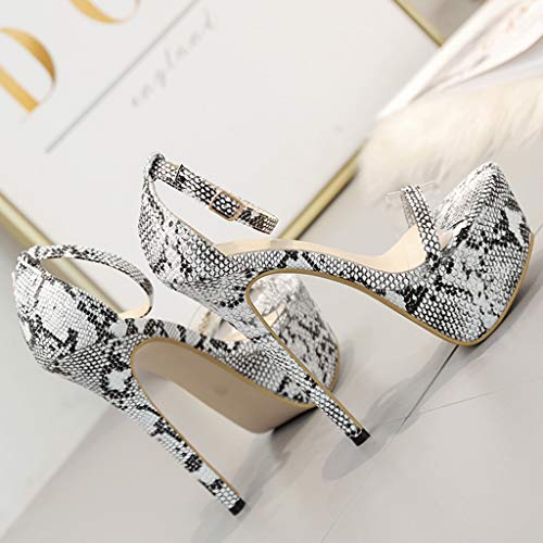 Luckycat Verano Zapatillas de Mujer Una Palabra con Sandalias de tacón Gruesas Transparentes Zapatos de tacón Alto de Cristal Zapatos de tacón Altas Ancho Cordones Fiesta Romano Sandalias de Vestir