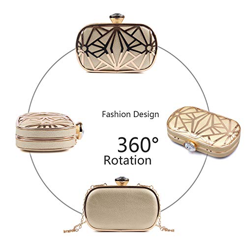 LUI SUI Las Mujeres de Cuero de imitación de Metal Hueco Bolsa de Embrague exquisitos Bolsos de Noche Bolsas de Hombro para la Fiesta de la Boda cóctel