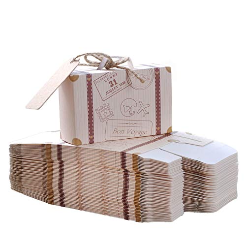 Lumanuby. 100 Mini Maletas de Regalo para Bodas con Colgante de Regalo para Dulces, Caramelos, Papel de Chocolate, Dulces Cajas de Regalo para Compromiso, Baby Show, cumpleaños