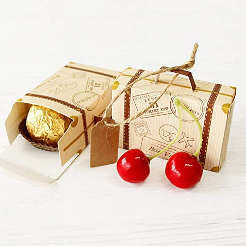 Lumanuby. 100 Mini Maletas de Regalo para Bodas con Colgante de Regalo para Dulces, Caramelos, Papel de Chocolate, Dulces Cajas de Regalo para Compromiso, Baby Show, cumpleaños