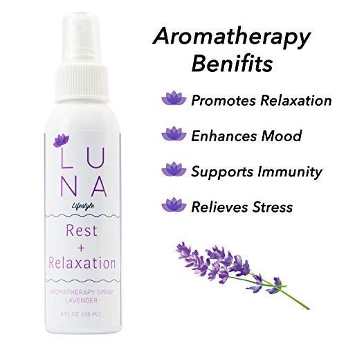 Luna Lifestyle Luna lavanda aromaterapia Spray – Ideal para Yoga, para la almohada, relajación, dormir, y habitación Spray – 100% Pure lavanda aceite esencial Mist – 10% a Caridad.