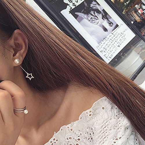 Luna y Estrellas Rhinestone Colgantes Pendientes Asimétricos