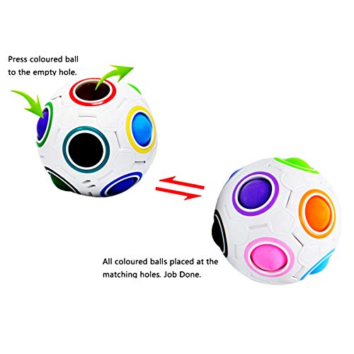 lunaoo Magic Rainbow Ball Puzzle, 4 Piezas Spherical Cube Juguete para Niños