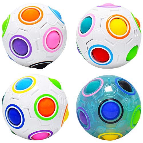 lunaoo Magic Rainbow Ball Puzzle, 4 Piezas Spherical Cube Juguete para Niños