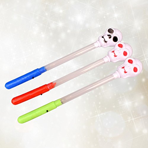 LUOEM 4 Piezas Halloween Skull Spring Flash Sticks Glow Sticks vítores Props (Color Aleatorio)