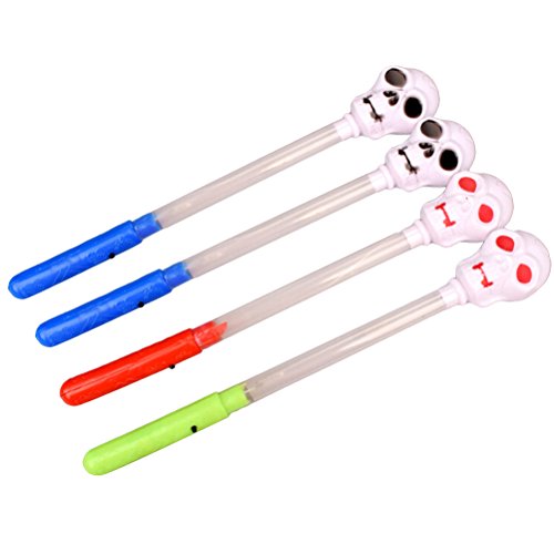 LUOEM 4 Piezas Halloween Skull Spring Flash Sticks Glow Sticks vítores Props (Color Aleatorio)