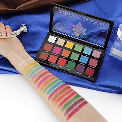 LUOLENG Paleta de sombra de ojos a prueba de agua con 18 colores, paleta de maquillaje de alta pigmentación con no floración para principiantes y maquilladores profesionales