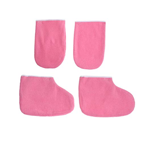 Lurrose 2 pares de guantes de tela de cera de parafina Calcetines Terapia de calor Tratamiento de spa Manopla