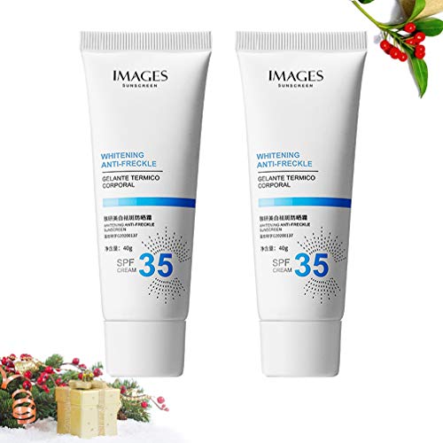 Lurrose 2Pcs Crema Solar Hidratante SPF 35 Blanqueamiento Abti-Pecas Protector Solar Loción Facial para Cosméticos de Piel Facial Seca Y Sensible Viajes de Verano (Blanco)
