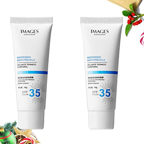 Lurrose 2Pcs Crema Solar Hidratante SPF 35 Blanqueamiento Abti-Pecas Protector Solar Loción Facial para Cosméticos de Piel Facial Seca Y Sensible Viajes de Verano (Blanco)