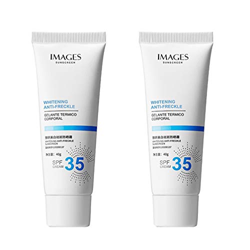 Lurrose 2Pcs Crema Solar Hidratante SPF 35 Blanqueamiento Abti-Pecas Protector Solar Loción Facial para Cosméticos de Piel Facial Seca Y Sensible Viajes de Verano (Blanco)