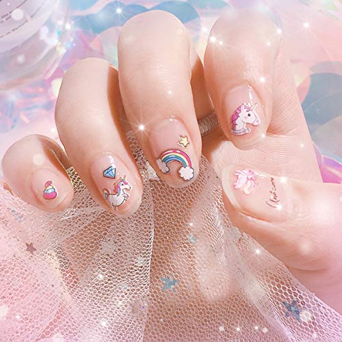 Lurrose 3 unids Unicornios Nail Stickers Nail Decals Nail Art Tip Decal Manicura Decoración para Niñas Mujeres Niños