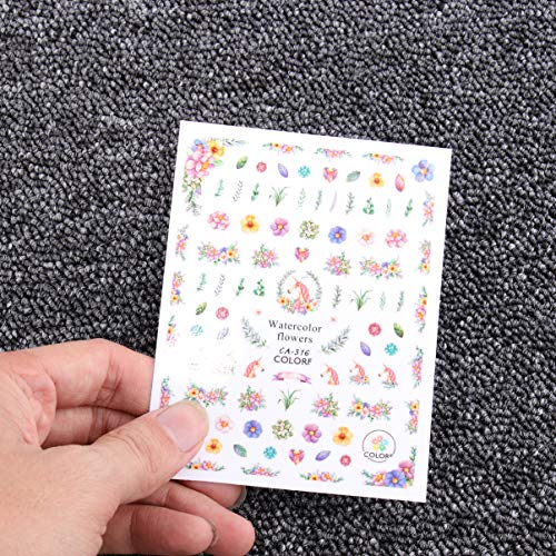 Lurrose 3 unids Unicornios Nail Stickers Nail Decals Nail Art Tip Decal Manicura Decoración para Niñas Mujeres Niños