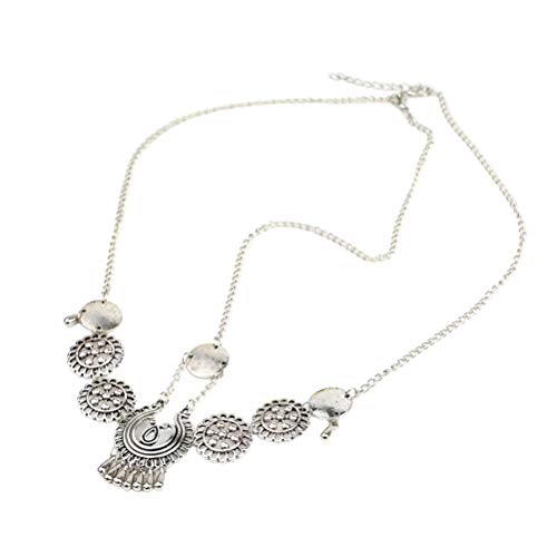 Lurrose Aleación de la cabeza de la cadena de la vendimia Boho pelo barbilla joyería nupcial borlas perla (plata)