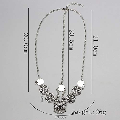 Lurrose Aleación de la cabeza de la cadena de la vendimia Boho pelo barbilla joyería nupcial borlas perla (plata)