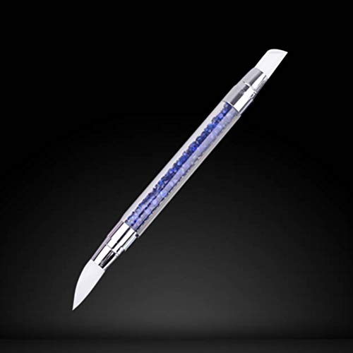 Lurrose Cepillo de uñas de doble cabeza de silicona con mango de acrílico Tallas de arte Cepillos de uñas para salón de fiestas Fabricación de uñas Pinceles de uñas de talla de arte