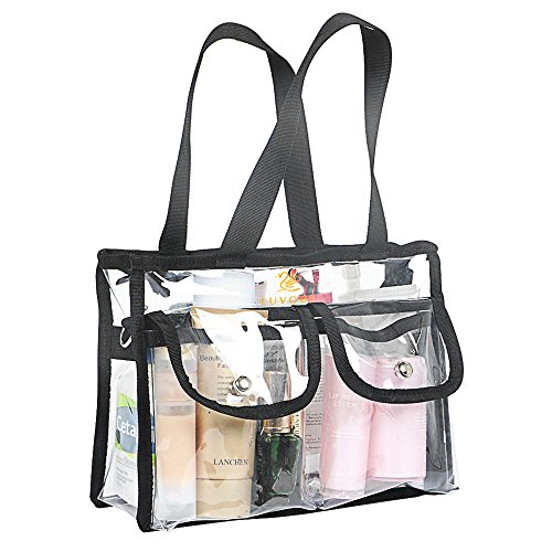 LUVODI Bolsa de Cosméticos Transparente Bolsa de Aseo de PVC con Cremallera Neceser de Viaje Transparente con Mango y Correa de Hombro Ajustable