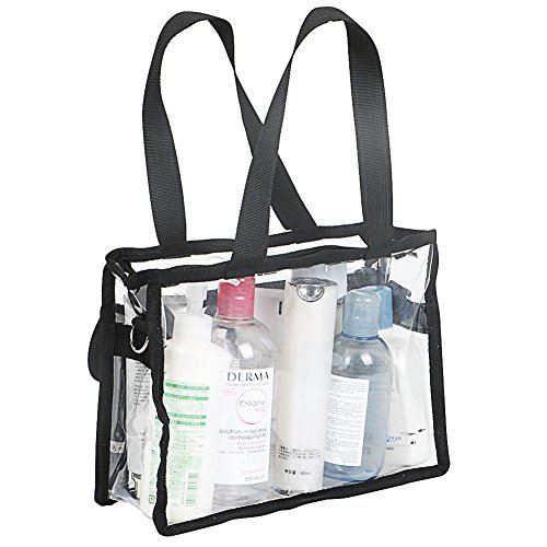 LUVODI Bolsa de Cosméticos Transparente Bolsa de Aseo de PVC con Cremallera Neceser de Viaje Transparente con Mango y Correa de Hombro Ajustable