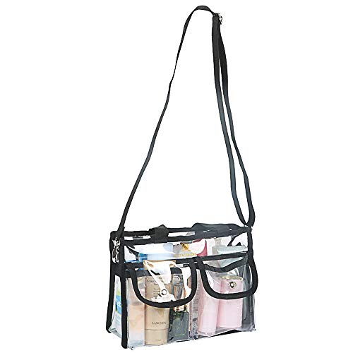 LUVODI Bolsa de Cosméticos Transparente Bolsa de Aseo de PVC con Cremallera Neceser de Viaje Transparente con Mango y Correa de Hombro Ajustable