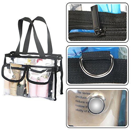 LUVODI Bolsa de Cosméticos Transparente Bolsa de Aseo de PVC con Cremallera Neceser de Viaje Transparente con Mango y Correa de Hombro Ajustable