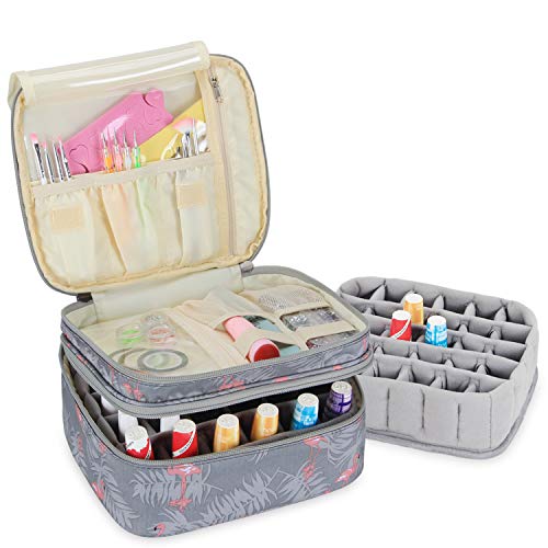 Luxja Organizador de esmaltes de uñas, esmaltes de uñas Estuche, Porta esmaltes de uñas- Sostiene 30 Botellas (15 ml - 0.5 FL.oz), Bolsa de Almacenamiento de Doble Capa para lacas y manicuras
