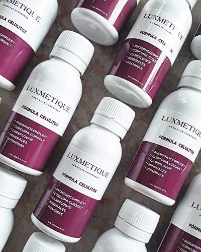 Luxmetique Fórmula Celulitox - nutricosmético creado para mejorar la apariencia de la piel de naranja y activar el bienestar desde el interior. 450 ml - 15 viales bebibles de 30 ml
