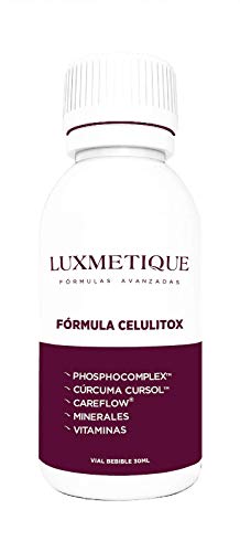 Luxmetique Fórmula Celulitox - nutricosmético creado para mejorar la apariencia de la piel de naranja y activar el bienestar desde el interior. 450 ml - 15 viales bebibles de 30 ml