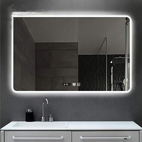 Luz de Espejo de baño iluminada con LED, Espejo Grande Apósito de Afeitar Resistente al Agua Espejo de vanidad de Pared antiniebla Interruptor táctil Inteligente, Dormitorio Sala de Estar Pasillo Cua