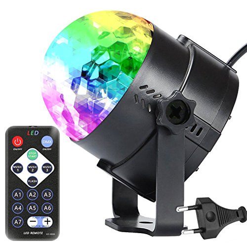 Luz led giratoria, EUGO Mini bola mágica lámpara etapa Disco Club DJ luz activado por voz Crystal KTV Bar colorida