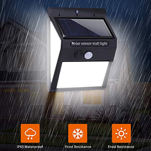 Luz Solar Exterior 140 LED Lámparas Solares con Sensor de Movimiento Luces Solares Led Exterior Impermeable con 3 Modos Inteligentes para el garaje del jardín Camino (Negro)