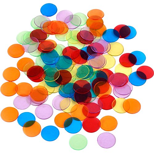 Lvcky - 120 marcadores de plástico transparentes para contar, fichas de bingo con bolsa de almacenamiento