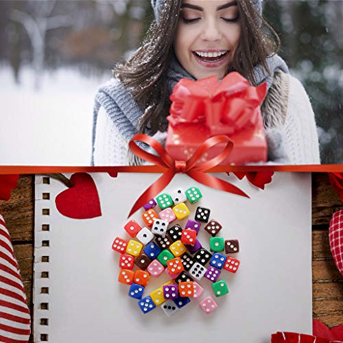 Lvcky Juego de Dados punteados de 50Pcs 6 Dices Dados con Bolsas de Terciopelo Bar KTV Favor de Fiesta Color Surtido 16mm Color Mezclado Color Color Mezclado