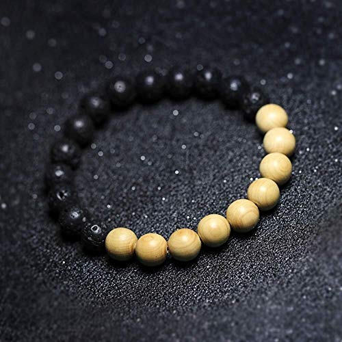 LXDDJsl - Pulsera de cuentas de madera tibetana budista volcánica de piedra de Thuja de madera con diseño único y elástico para regalos (color: B, tamaño: 18 mm)