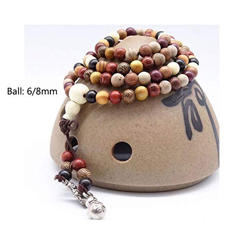 LXDDJsl - Pulsera de madera, 108 cuentas de colores naturales tibetanos para regalos (tamaño: 8 mm)