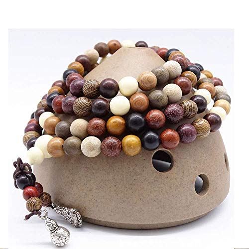 LXDDJsl - Pulsera de madera, 108 cuentas de colores naturales tibetanos para regalos (tamaño: 8 mm)