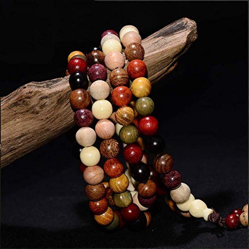 LXDDJsl - Pulsera de madera, 108 cuentas de colores naturales tibetanos para regalos (tamaño: 8 mm)
