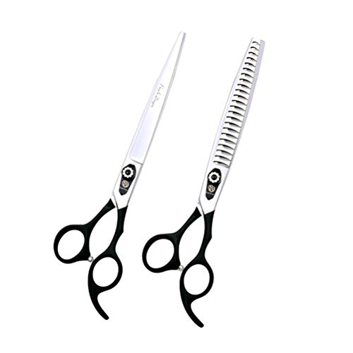 LXLLY Juego de Tijeras para la preparación de Mascotas, Kit Profesional para Recortar Mascotas de Acero Inoxidable de 2 Piezas, Utilizado para Perros o Gatos con Tijeras de Corte de 8.0 Pulgadas