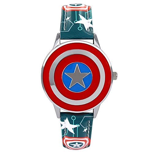 Lxwi Personaje Animado Reloj Capitán América Escudo Reloj Flip Reloj de Cuarzo Marvel niño del Muchacho del Reloj del Estudiante del Reloj Regalo de la Historieta (Color : D)