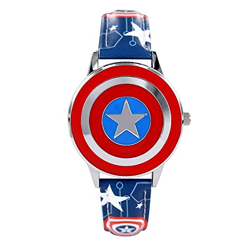 Lxwi Personaje Animado Reloj Capitán América Escudo Reloj Flip Reloj de Cuarzo Marvel niño del Muchacho del Reloj del Estudiante del Reloj Regalo de la Historieta (Color : D)
