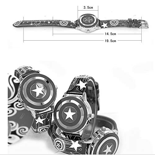 Lxwi Personaje Animado Reloj Capitán América Escudo Reloj Flip Reloj de Cuarzo Marvel niño del Muchacho del Reloj del Estudiante del Reloj Regalo de la Historieta (Color : D)