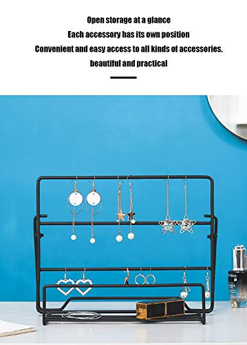 LXZSP Soporte de Joyería Organizador de Exhibición Almacenamiento de Baratijas Colgador de Suspensión Torre para Collares Brazaletes Pulsera Cosméticos Relojes Metal Portátil con Bandeja Inferior