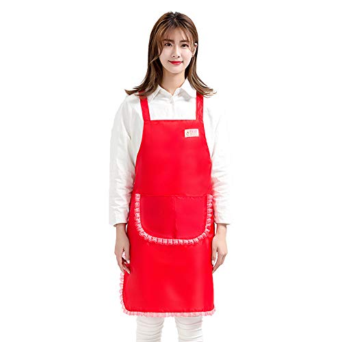 LYDCX (2 Salón De Belleza Esteticista Overoles Moda Coreana Uñas Madre Y Bebé Tienda Camarero Delantal Antiincrustante Hembra Rojo Grande