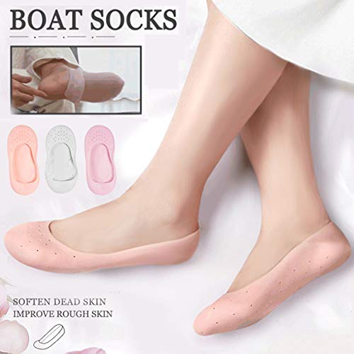 Lynn Anti-Dry and Anti-Cracking Foot Socks Silicone Boat Socks Anti-Dry y Anti-Cracking Calcetines de Silicona Humedece la piel Rejuvenece las suelas y el talón